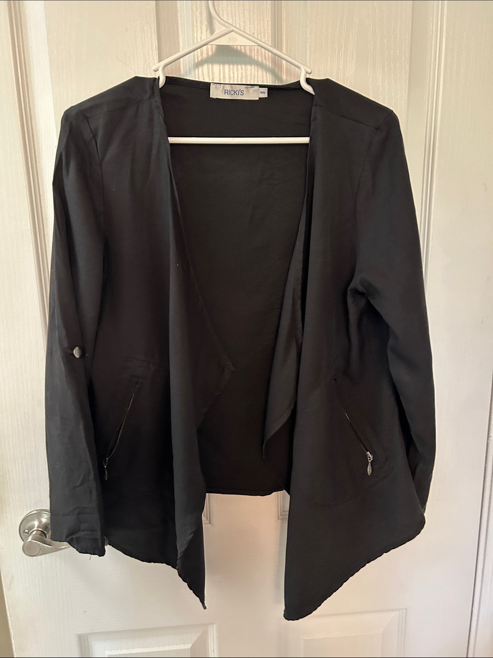 Ricki's Black Open Drape Blazer with Zipper Pockets